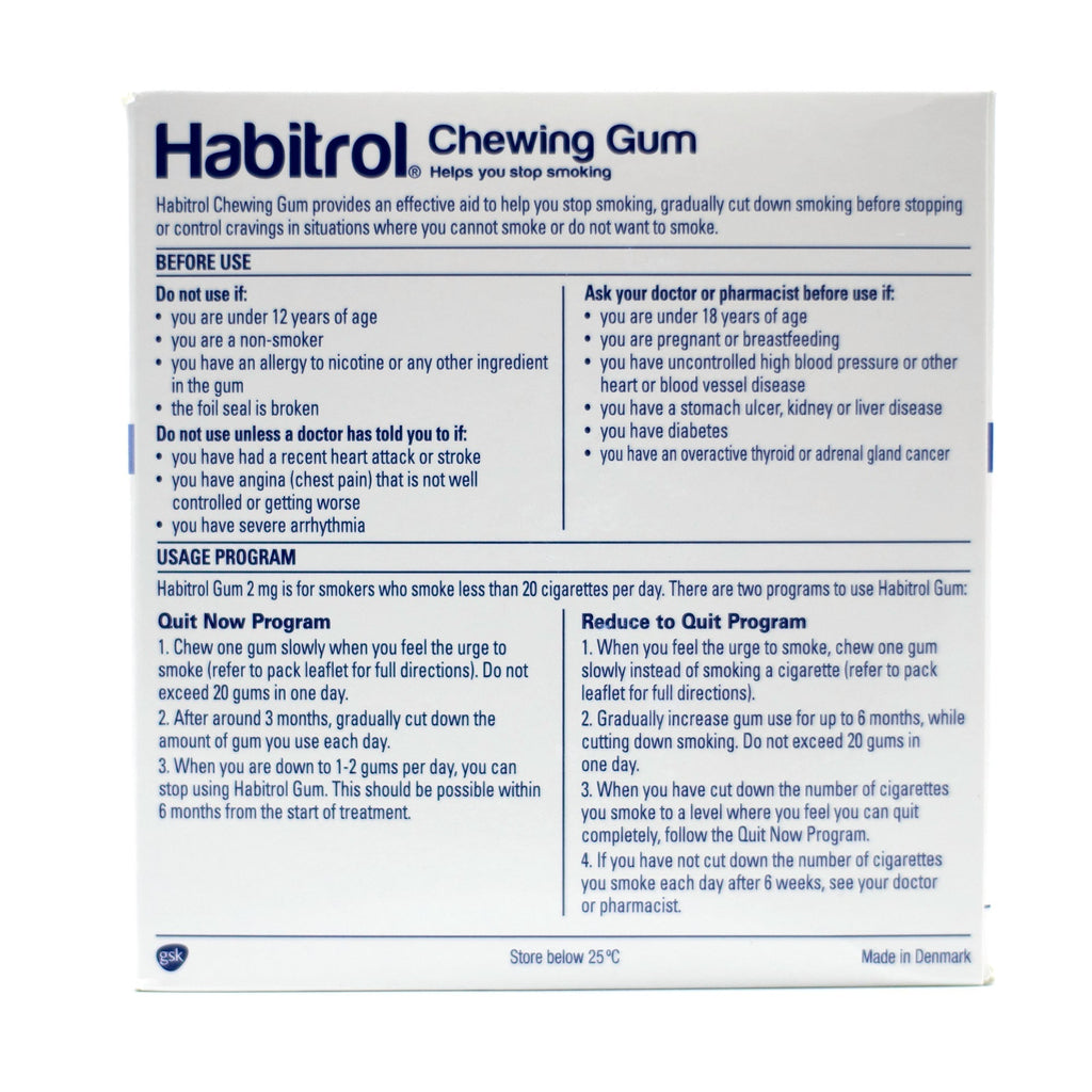 Habitrol Nicotine Gum 2mg Fruit (204 Each X 18 Boxes = 3672 Total Piec ...