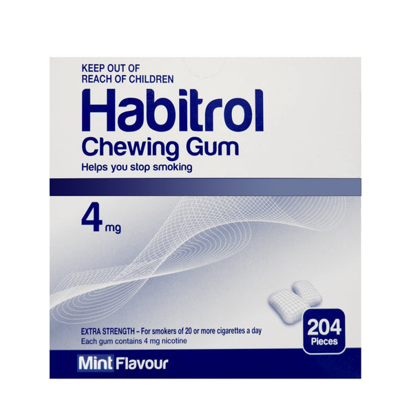 DENTED BOX SALE - Habitrol Nicotine Gum 4mg MINT Flavor (204 Each x 4 Boxes = 816 total pieces)