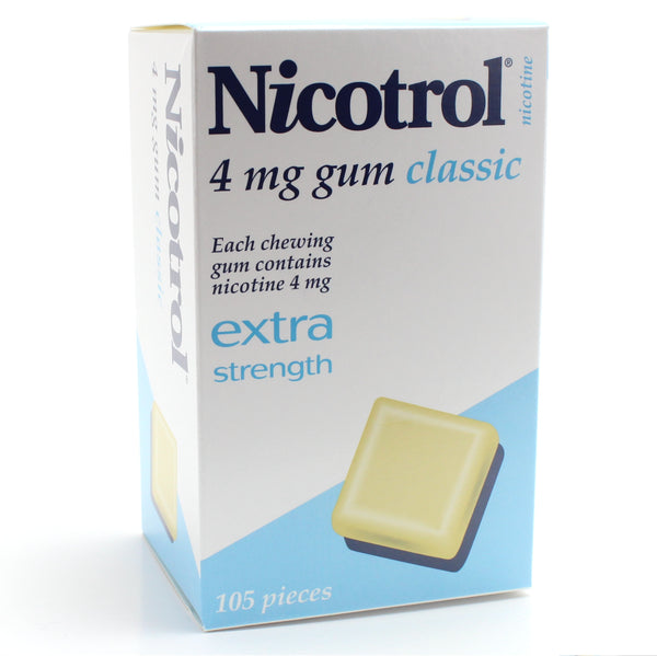 DENTED BOX SALE - ( 6 Pack ) Nicotrol Nicotine Gum 4mg Classic Flavor Un-Coated (105 each) DENTED SALE