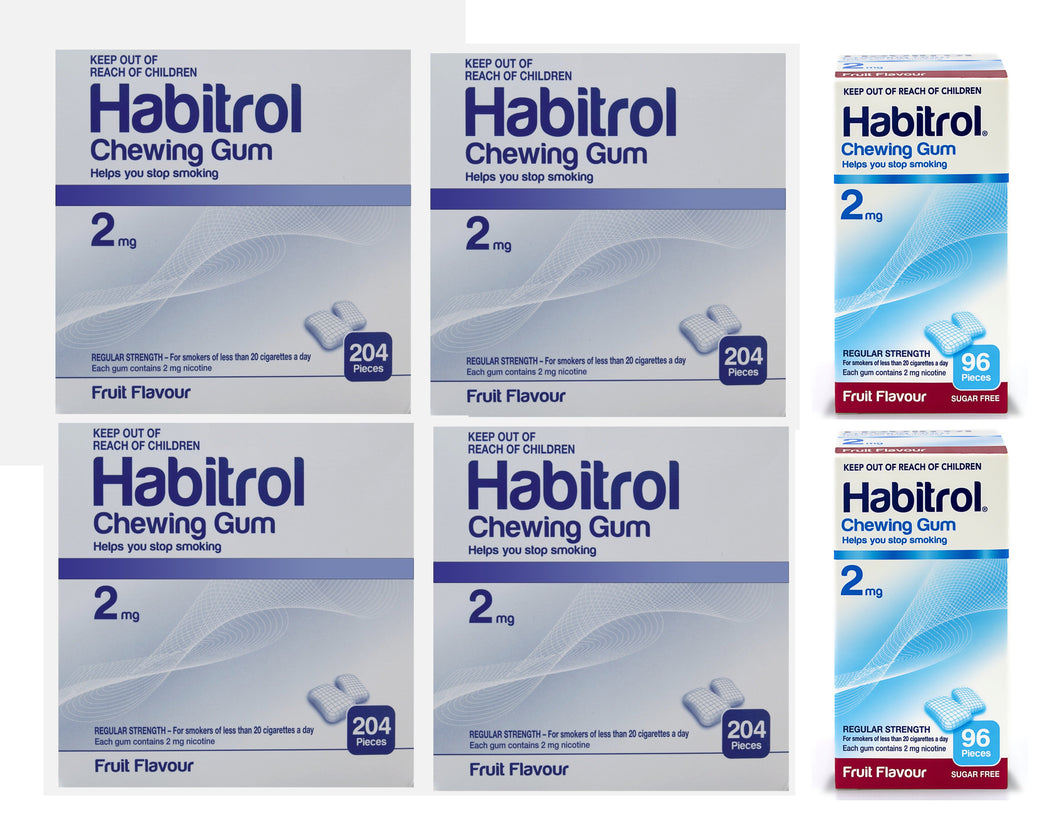 Combo Bundle _Habitrol nicotine gum 2mg fruit flavor 4 bulk 2 regular boxes