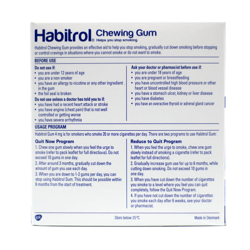 NO BOX SALE - Habitrol Nicotine Gum 2mg FRUIT Flavor 204 Pack