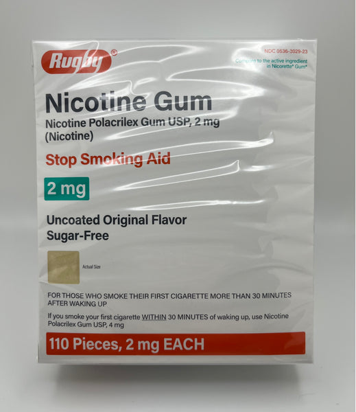 Rugby Nicotine Gum 2mg Uncoated Original Flavor, 110 Pieces, Sugar-Free NEW