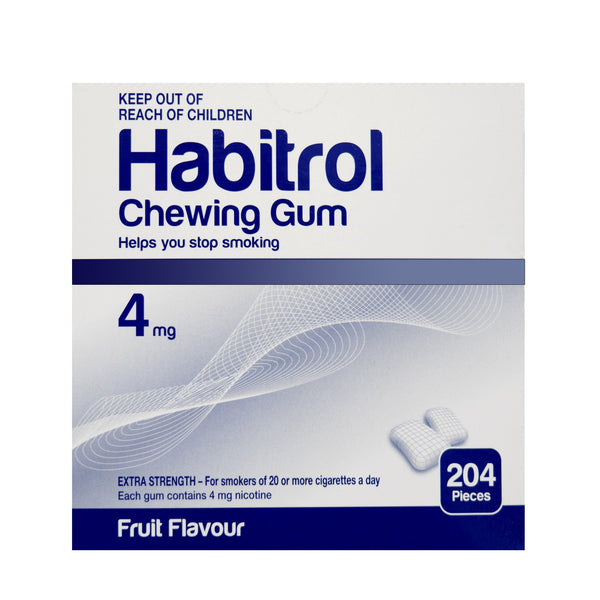Habitrol nicotine gum 4mg fruit flavor 204 count bulk box front view