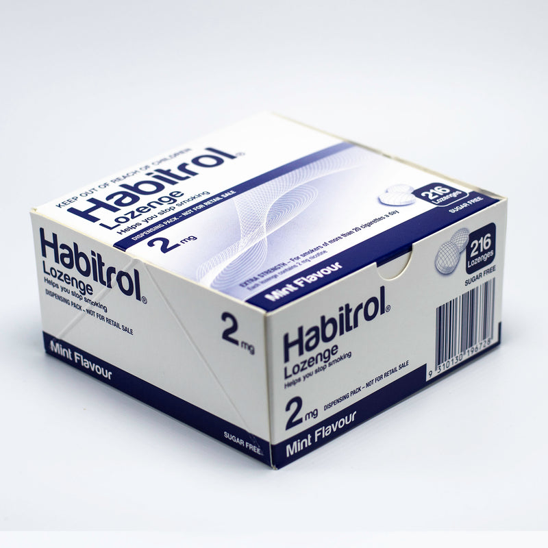 Habitrol nicotine lozenge 2mg mint flavor 216 pieces top side view