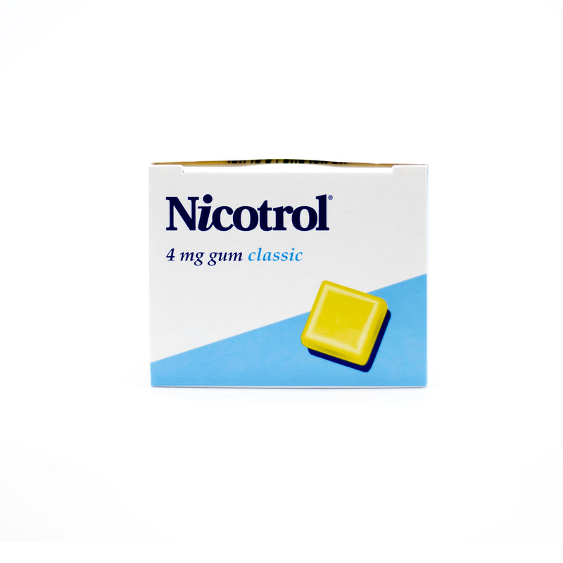 Nicotrol nicotine gum 4mg classic flavor 105 pieces top of box view