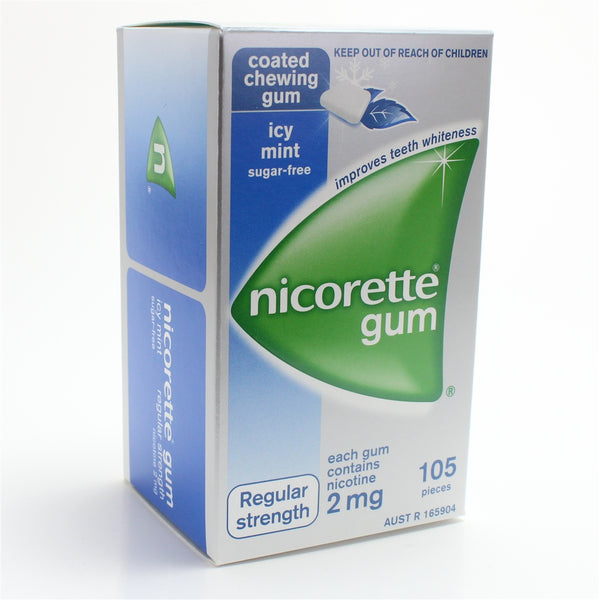 Nicorette Nicotine Gum 2mg Icy Mint Flavor 105 Count