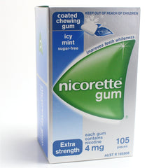 Nicorette Nicotine Gum 4mg Icy Mint Flavor 105 Pack